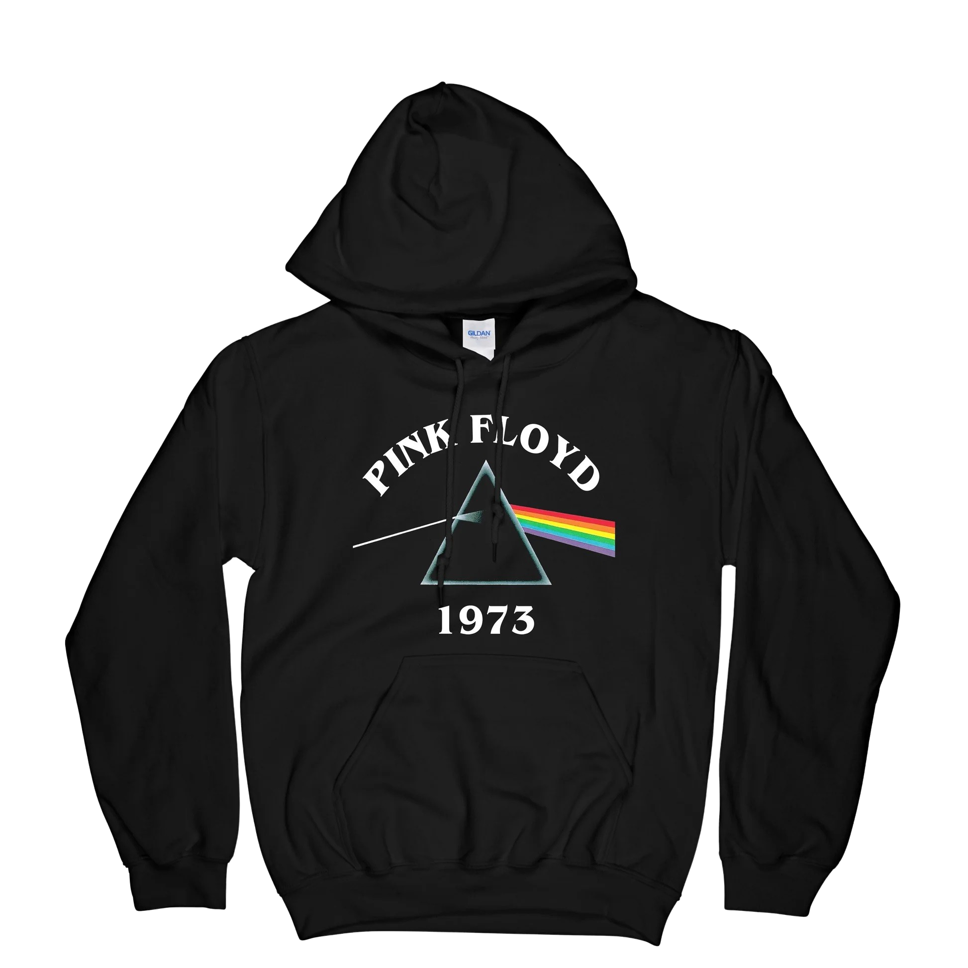 Pink Floyd Dark Side of the Moon hoodie featuring prism artwork on a cozy black hoodie.